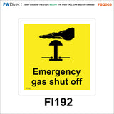 FSQ003 Gas Shut Off Valve Fire Do Not Lift Emergency Break Glass