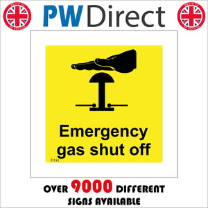 FI192 Emergency Gas Shut Off Sign with Hand Valve