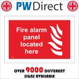 FI194 Fire Alarm Panel Located Here Sign with Flames