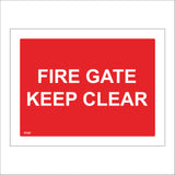 FI197 Fire Gate Keep Clear Sign