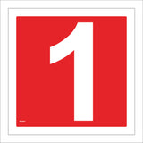FI201 Number 1 One Fire Office Location Workplace Sign with Number 1