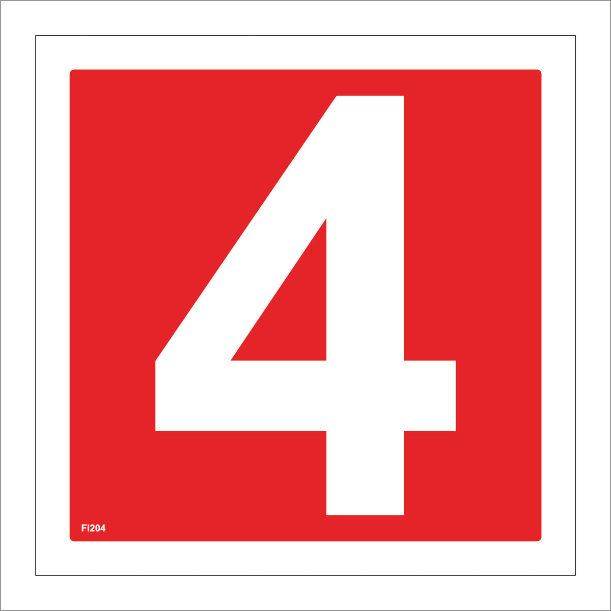 Number 4 Four Office Fire Red White Construction Sign with Number 4 ...
