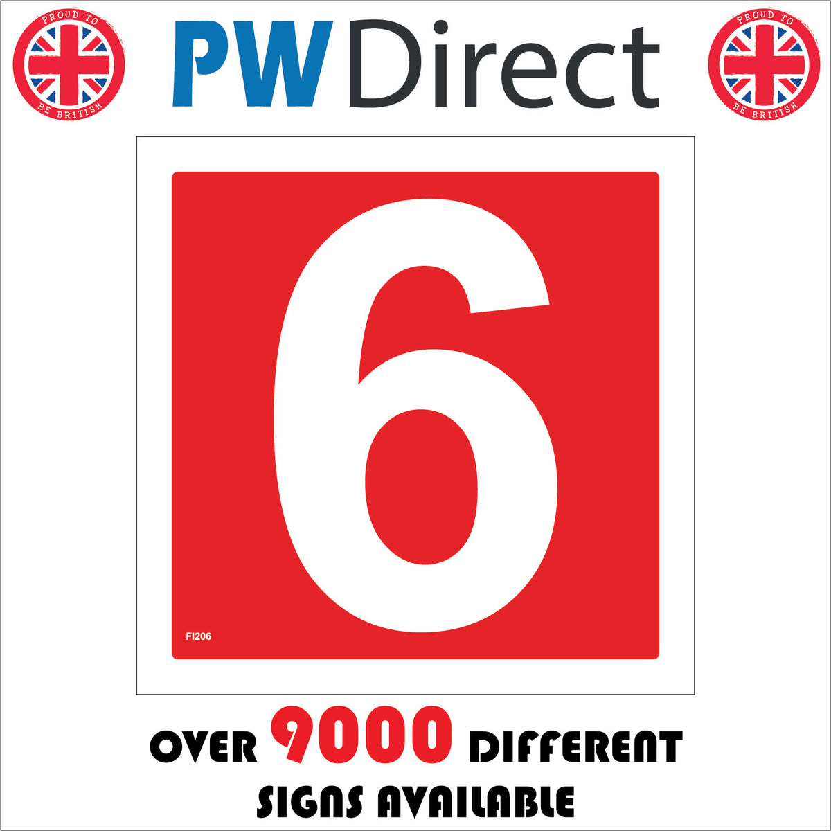 Number 6 Six Factory Workplace Office Sign with Number 6 – PWDirect