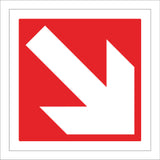 FI213 Arrow Diagonal Down Right White On Red Direction Sign with Arrow Down Diagonal Right