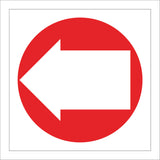 FI218 Arrow Left White On Red Direction Route Sign with Left Arrow