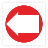 FI218 Arrow Left White On Red Direction Route Sign with Left Arrow