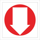 FI219 Arrow Down Below Here White On Red Direction  Sign with Down Arrow