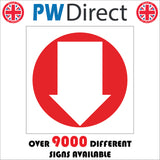 FI219 Arrow Down Below Here White On Red Direction  Sign with Down Arrow