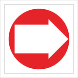 FI220 Right Arrow White On Red Direction Route Way Sign with Right Arrow