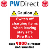 FI267 Switch Off Charging Items When Leaving Stay Safe Fire Risk