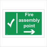 FS005 Fire Assembly Point Right Sign with Tick Arrow