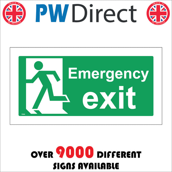 Emergency Run Sign Emergency Exit Left Sign with Running Man Door Arrow – PWDirect