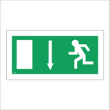 FS013 Emergency Exit Below Left Sign with Running Man Door Arrow