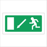 FS014 Emergency Exit Below Left Sign with Running Man Door Arrow