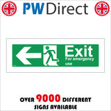 FS017 Exit For Emergency Use Left Sign with Running Man Door Arrow