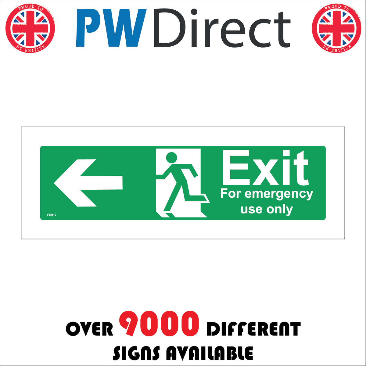 Exit For Emergency Use Left Sign with Running Man Door Arrow – PWDirect