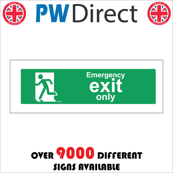 FS018 Emergency Exit Only Sign with Running Man Door