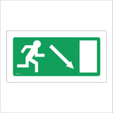 FS019 Emergency Exit Below Right Sign with Running Man Door Arrow