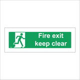FS026 Fire Exit Keep Clear Sign with Running Man Door