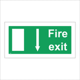 FS032 Fire Exit Below Sign with Door Arrow