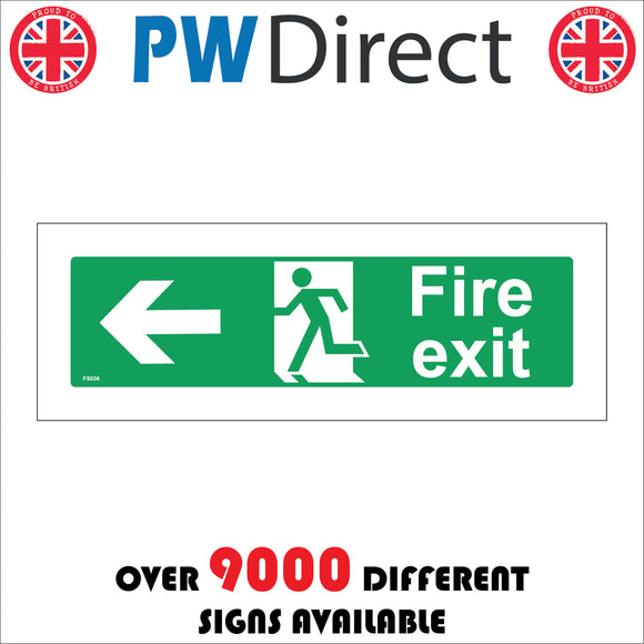 FS036 Fire Exit Left Sign with Running Man Door Arrow