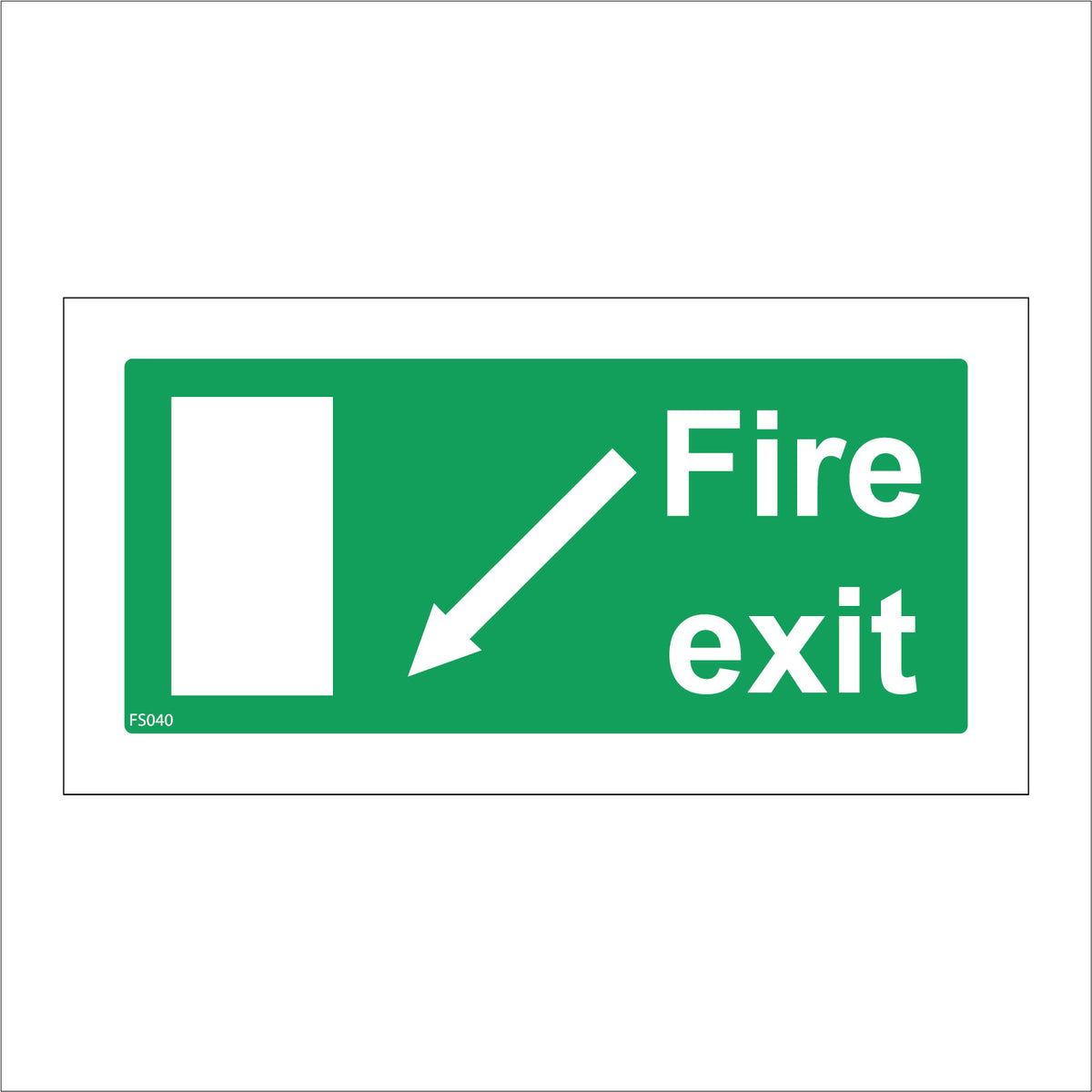 Fire Exit Left Sign with Door Arrow – PWDirect