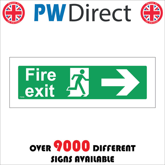 FS046 Fire Exit Right Sign with Running Man Door Arrow