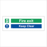 FS049 Fire Exit Keep Clear Sign with Running Man Door Exclamation Mark