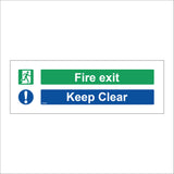FS049 Fire Exit Keep Clear Sign with Running Man Door Exclamation Mark