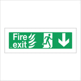 FS062 Fire Exit Below Sign with Running Man Arrow Door Fire