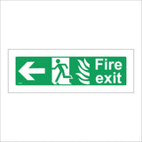 FS063 Fire Exit Left Sign with Running Man Arrow Door Fire