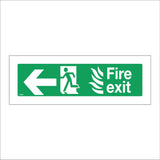 FS063 Fire Exit Left Sign with Running Man Arrow Door Fire