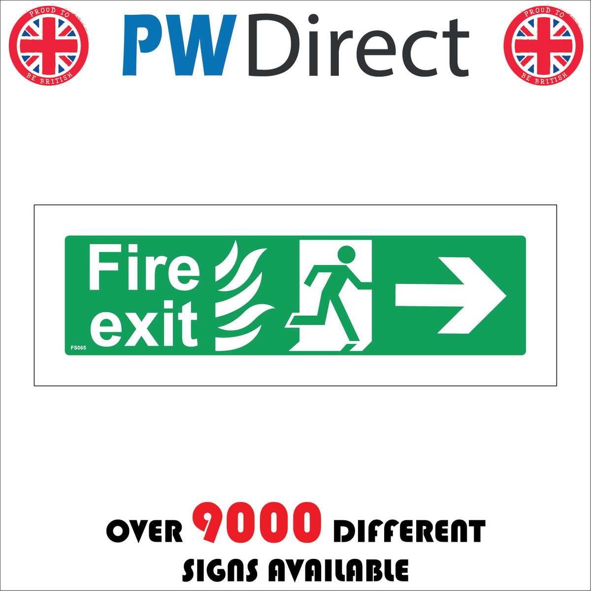 Fire Exit Right Sign with Running Man Arrow Door Fire – PWDirect