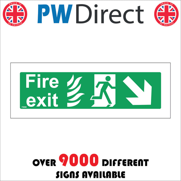 FS066 Fire Exit Right Sign with Running Man Arrow Door Fire