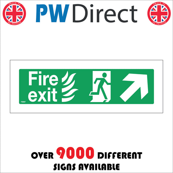 FS067 Fire Exit Right Sign with Running Man Arrow Door Fire