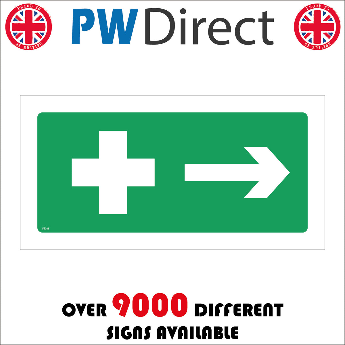 First Aid Right Sign with Cross Arrow – PWDirect