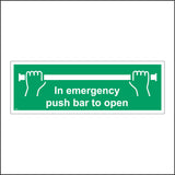 FS089 In Emergency Push Bar To Open Sign with Hands Acid
