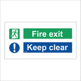 FS101 Fire Exit Keep Clear Sign with Running Man Exclamation Mark