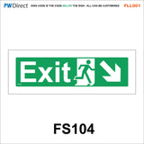 FLL001 Fire Exit Running Man Arrow Wheelchair Security Safety