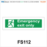 FLL001 Fire Exit Running Man Arrow Wheelchair Security Safety