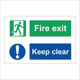 FS127 Fire Exit Keep Clear Sign with Exclamation Mark Running Man