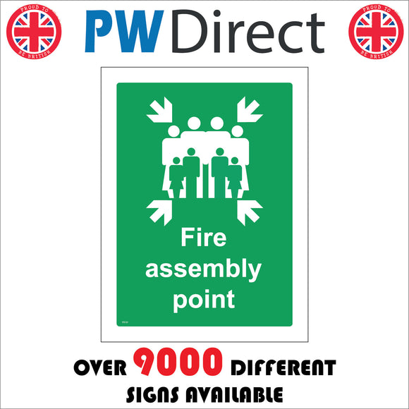 FS131 Fire Assembly Point Sign with Arrow People