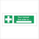 FS133 Your Trained First Aider Is Sign with First Aid Logo