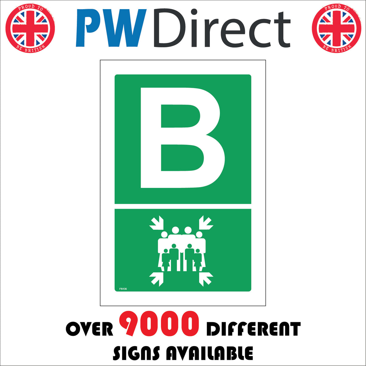 Emergency Point B Fire Assembly Point B Sign with Arrows People – PWDirect