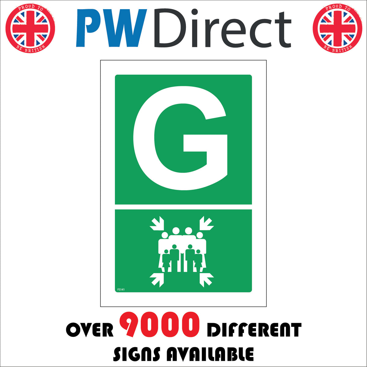 Fire Assembly Point G Sign with Arrows People – PWDirect