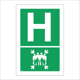 FS142 Fire Assembly Point H Sign with Arrows People