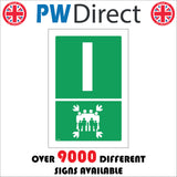 FS143 Fire Assembly Point I Sign with Arrows People