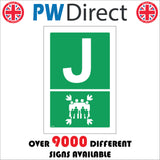 FS144 Fire Assembly Point J Sign with Arrows People