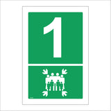 FS145 Fire Assembly Point 1 Sign with Arrows People