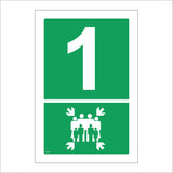 FS145 Fire Assembly Point 1 Sign with Arrows People